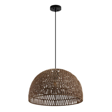 Campana 20" Bohemian Modern Woven Rattan/Iron LED Pendant
